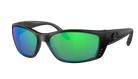Costa Black sunglasses with green and blue lenses on a white background