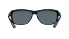 Black Costa sunglasses with blue lenses on a white background