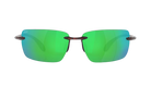Rimless Costa Sunglasses with green mirror lenses and tortoise shell frames on a white background