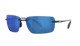 Rimless Costa Sunglasses with blue lenses and black frames on a white background