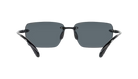 Rimless Costa Sunglasses with blue lenses and black frames on a white background