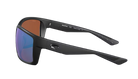 Black Costa sunglasses with green lenses on a white background