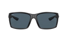 Black Costa sunglasses with gray lenses on a white background
