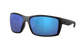Black Costa sunglasses with blue lenses on a white background
