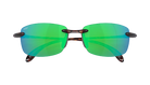 Green reflective sunglasses on a white background