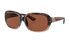 Sunglasses with tortoiseshell frame and brown lenses on a white background