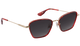 Krewe sunglasses with red frames and dark lenses on a white background