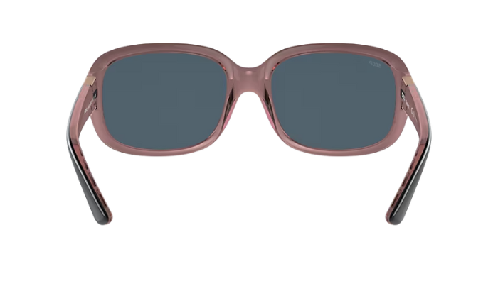 Sunglasses with black frame and gray lenses on a white background