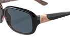 Sunglasses with black frame and gray lenses on a white background