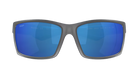 Matte Gray Costa sunglasses with blue lenses on a white background