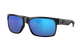Costa Sunglasses with blue lenses and black frame on a white background