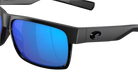 Costa Sunglasses with blue lenses and black frame on a white background