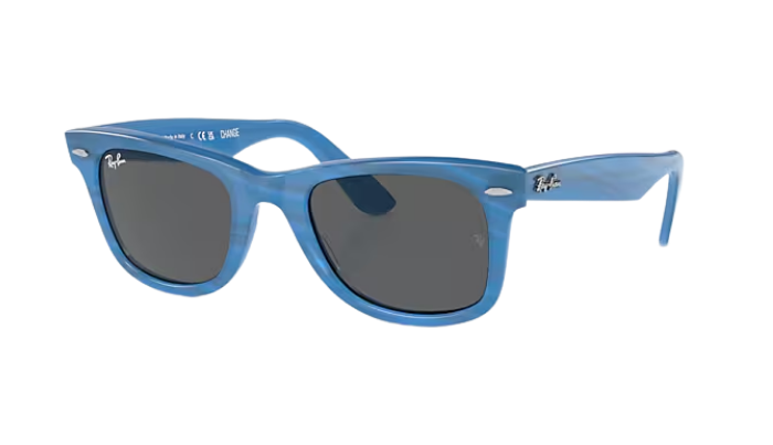 Blue Ray-Ban RB2140 sunglasses with a white background