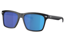 Costa Sunglasses with blue lenses and black frame on a white background