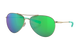 Costa Aviator sunglasses with green reflective lenses on a white background