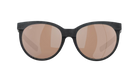 Sunglasses with black frame and brown lenses on a white background