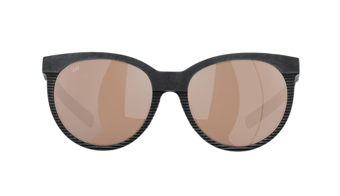Sunglasses with black frame and brown lenses on a white background