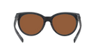 Sunglasses with brown lenses and black frame on a white background