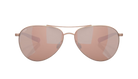 Costa Aviator sunglasses with rose gold frame and copper silver mirror lenses on a white background