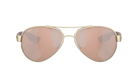 Gold-framed Costa aviator sunglasses with rose gold lenses on a white background