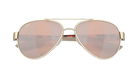 Gold-framed Costa aviator sunglasses with rose gold lenses on a white background