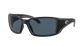 Black Costa wraparound sunglasses with gray lenses and a visible Costa brand logo on a white background
