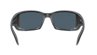 Black Costa wraparound sunglasses with gray lenses and a visible Costa brand logo on a white background