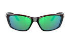 Costa Sunglasses with green lenses and tortoiseshell frame on a white background