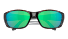 Costa Sunglasses with green lenses and brown frame on a white background