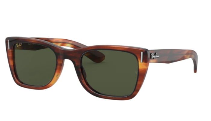 RayBan Sunglasses with tortoiseshell frame and dark lenses on a white background