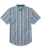 USA striped pattern on a short sleeve button down. Stars and stripes patterned button down shirt