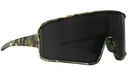 Blenders shield sunglasses with camouflage frame and black lenses on a white background
