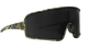 Blenders shield sunglasses with camouflage frame and black lenses on a white background