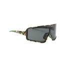 Blenders shield sunglasses with camouflage frame and black lenses on a white background