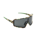 Blenders shield sunglasses with camouflage frame and black lenses on a white background