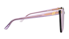Blender Sunglasses with a violet clear frame and reflective lenses on a white background