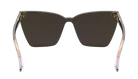 Blender Sunglasses with a violet clear frame and reflective lenses on a white background