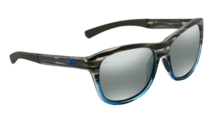 Costa Sunglasses with a reflective lens on a white background