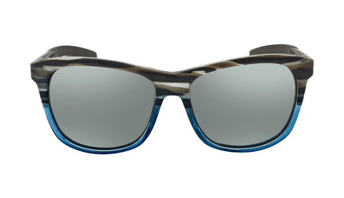 Costa Sunglasses with a reflective lens on a white background