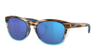 Costa Sunglasses with tortoiseshell frame and blue polarized lenses on a white background