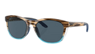 Sunglasses with tortoiseshell frame and blue accents on a white background