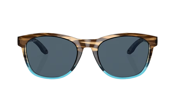 Sunglasses with tortoiseshell frame and blue-tinted lenses on a white background