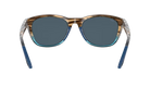 Sunglasses with a tortoiseshell and blue frame on a white background