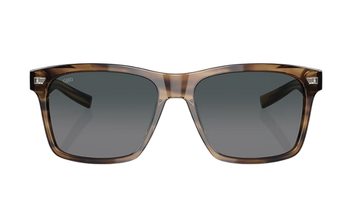 Costa Sunglasses with tortoise brown frame and gray lenses on a white background