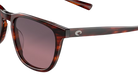 Costa Sunglasses with tortoiseshell frame and rose lenses on a white background