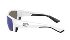 Costa wraparound Sunglasses with white frame and blue lenses on a white background