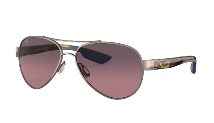 Aviator Costa sunglasses with a gradient pink lens on a white background