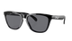 Oakley sunglasses with a glossy black acetate frame and dark gray lenses, shown from a three-quarters angle on a white background.