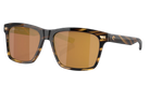 Costa Sunglasses with tortoise brown frame and gold mirror lenses on a white background