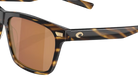 Costa Sunglasses with tortoise brown frame and gold mirror lenses on a white background